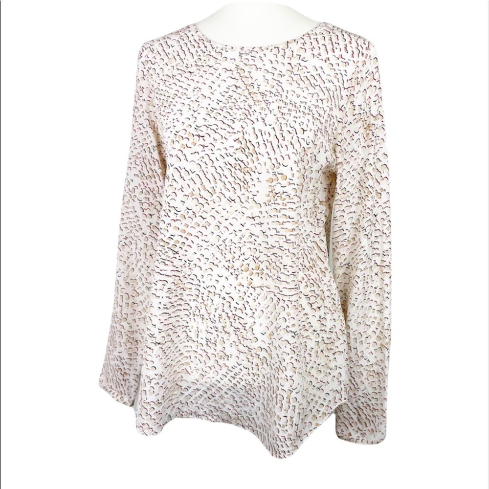 White House Black Market Silk Animal Print Blouse Top Size Small